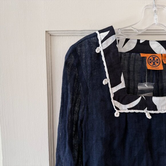 Tory Burch | Floral Fabric Trimmed Square-Neck Blouse - Picture 3 of 12